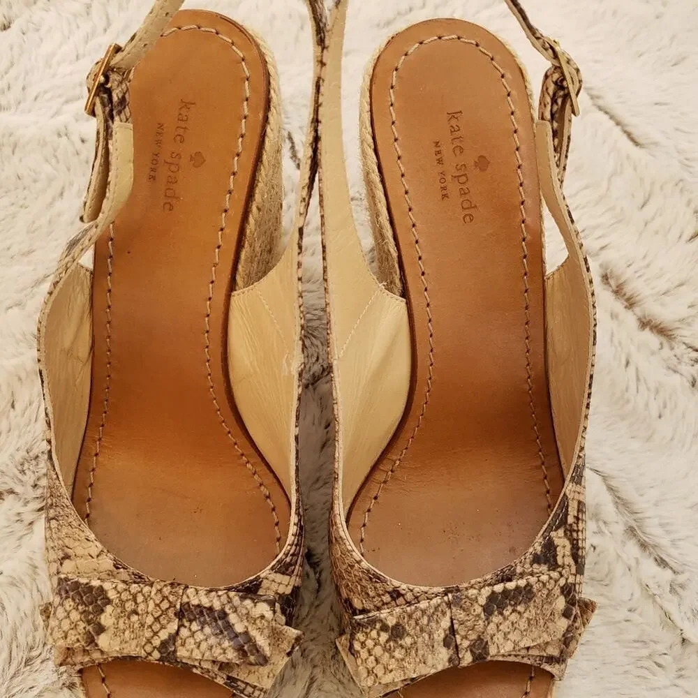 KATE SPADE SNAKESKIN ROPE PLATFORM PEEP TOE 10